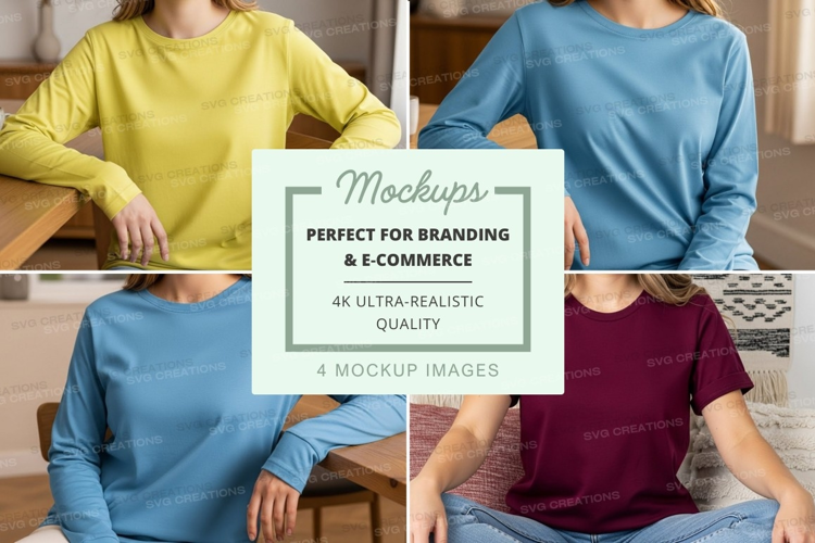 Casual long sleeve t-shirts mockup