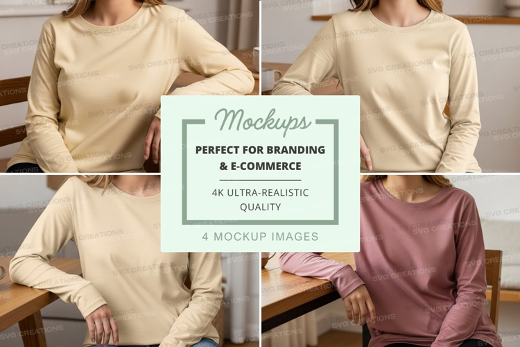 Casual long sleeve t-shirt mockup