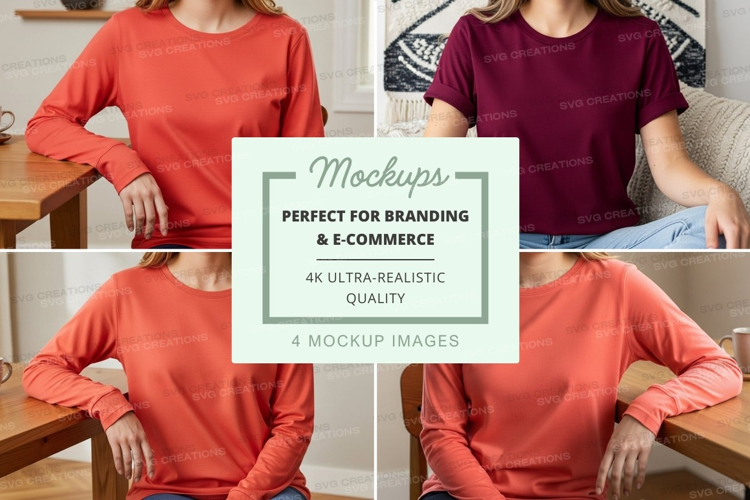Casual long sleeve t-shirt mockup