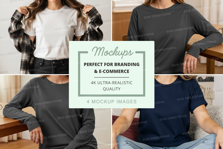 Casual long sleeve t-shirts mockup