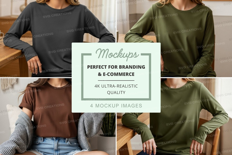 Casual long sleeve t-shirts mockup