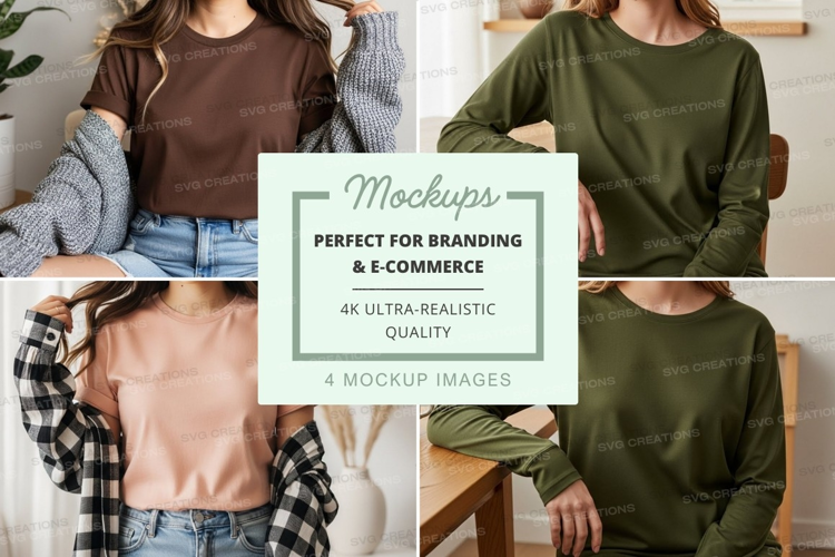 Casual long sleeve t-shirts mockup