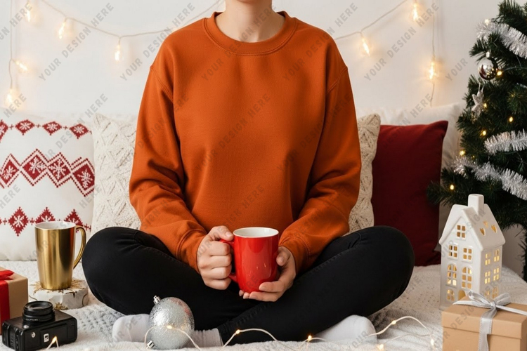Cozy christmas sweatshirt mockup