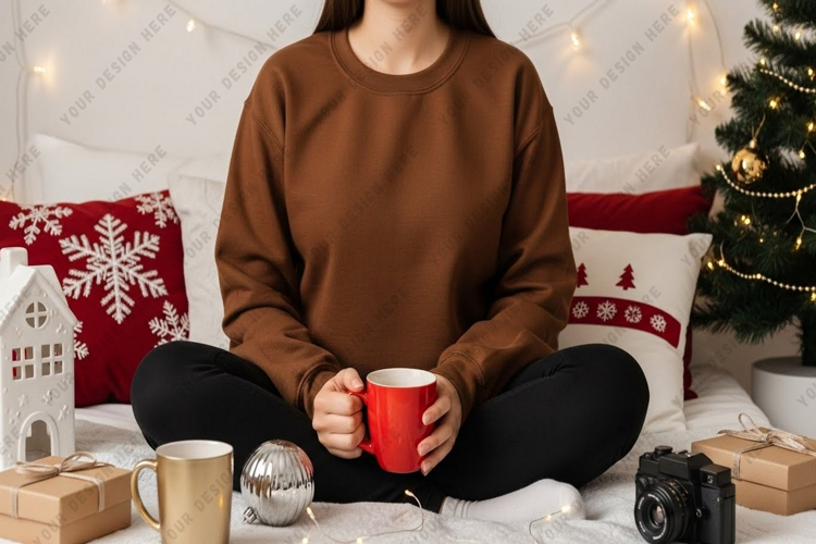 Cozy christmas t-shirt mockup