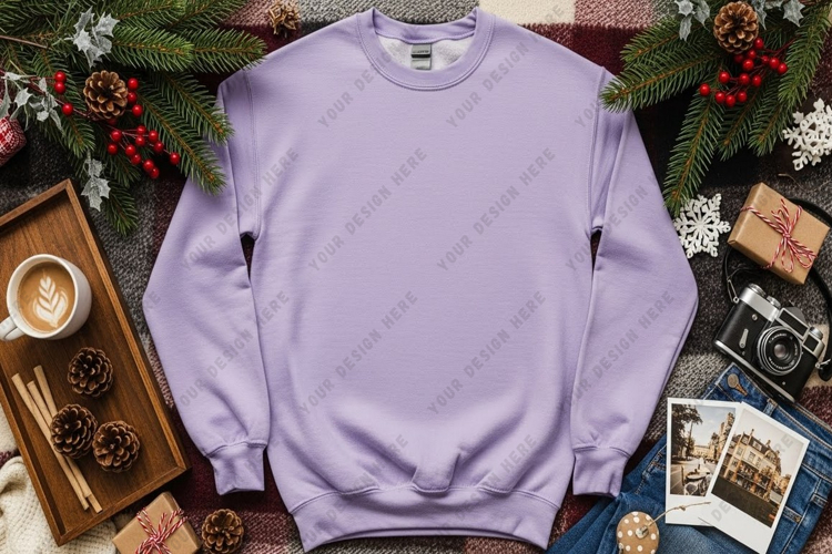 Lilac crew neck t-shirt mockup