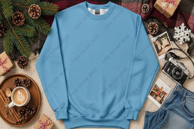 Cozy blue sweatshirt mockup