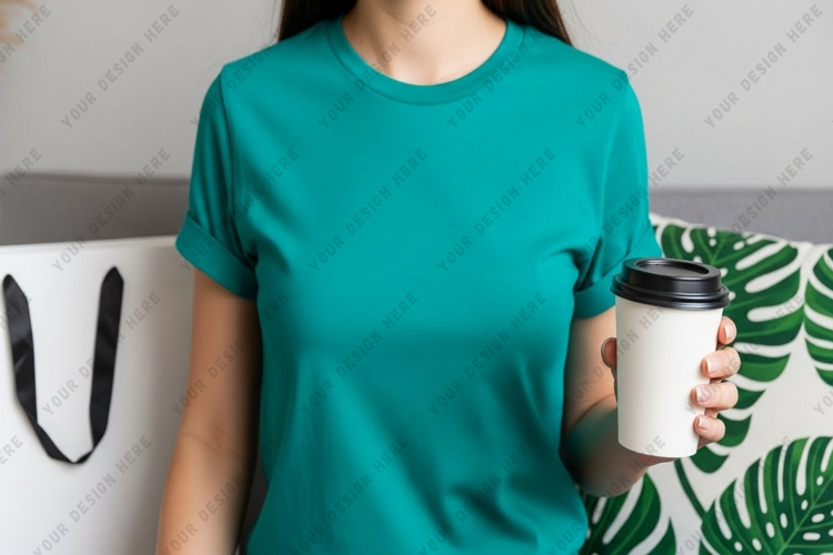 Stylish teal t-shirt mockup