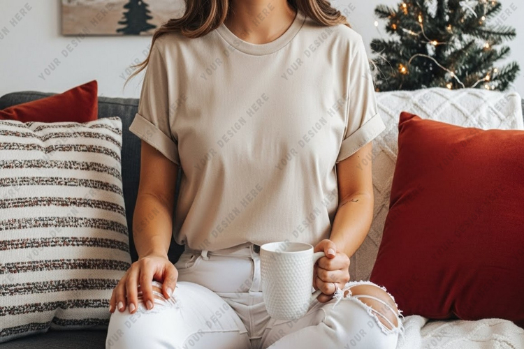 Casual beige t-shirt for women