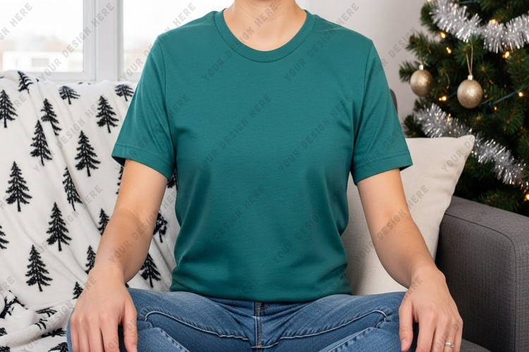 Teal t-shirt mockup