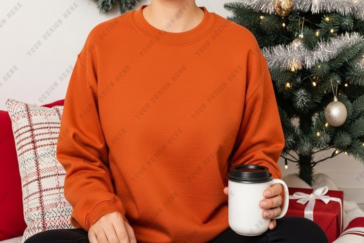 Cozy christmas sweatshirt mockup
