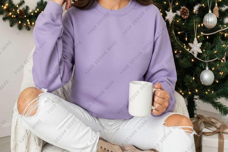 Cozy purple long sleeve t-shirt mockup
