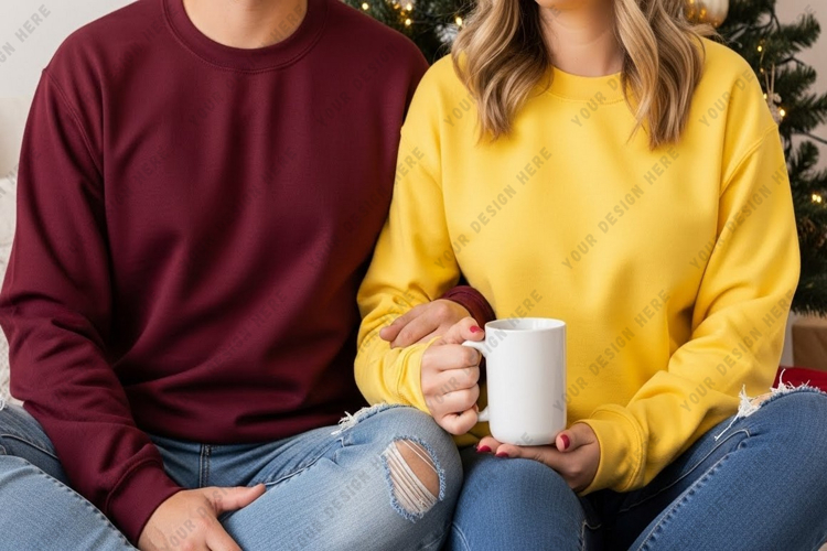 Casual couple wearing comfortable t-shirts