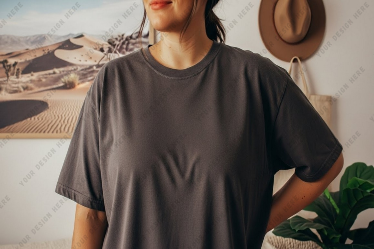 Casual gray t-shirt mockup