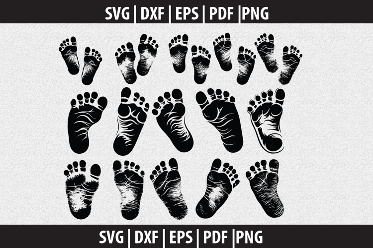 Baby Feet print silhouette Svg file cut file
