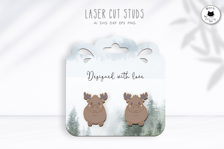 Moose Stud Earrings | Cute Animal Earrings Laser Cut