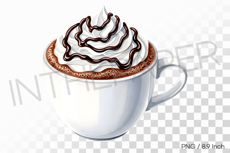 Rich whipped cream mocha with cocoa PNG coffee drink Clipart