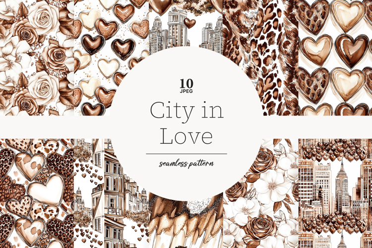 Mocha Valentines Day Digital Paper | Neutral Brown Patterns