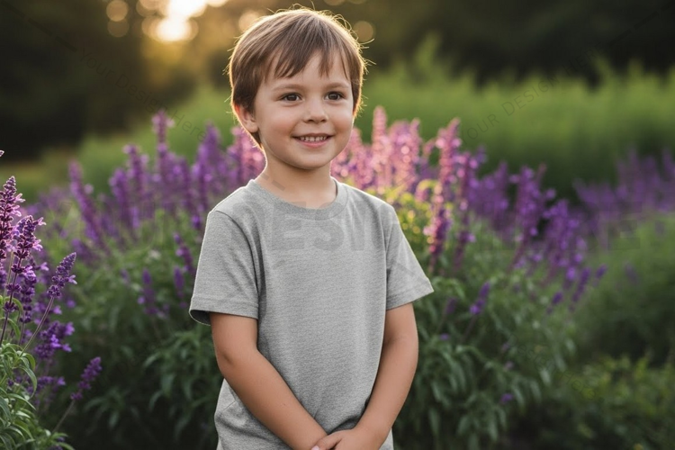 Kids' grey t-shirt mockup