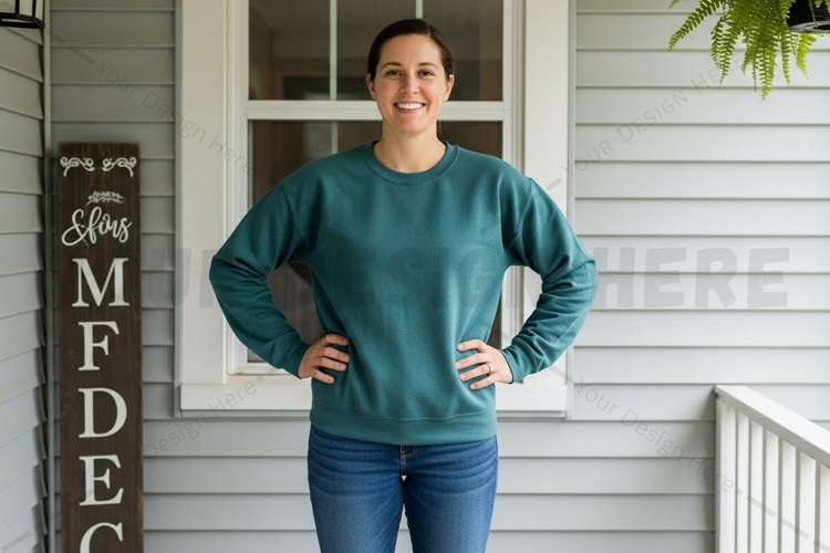 Teal long sleeve t-shirt mockup design