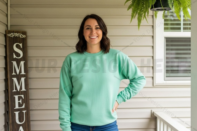 Mint green long sleeve t-shirt mockup