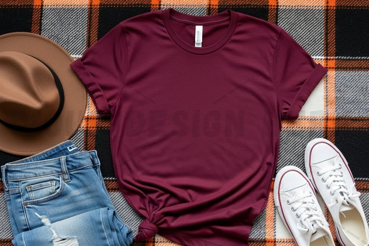 Burgundy t-shirt mockup design