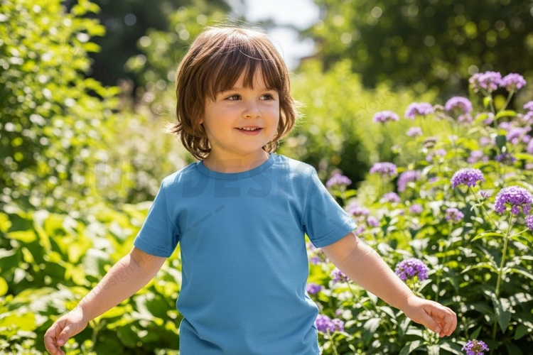 Children's blue t-shirt mockup design