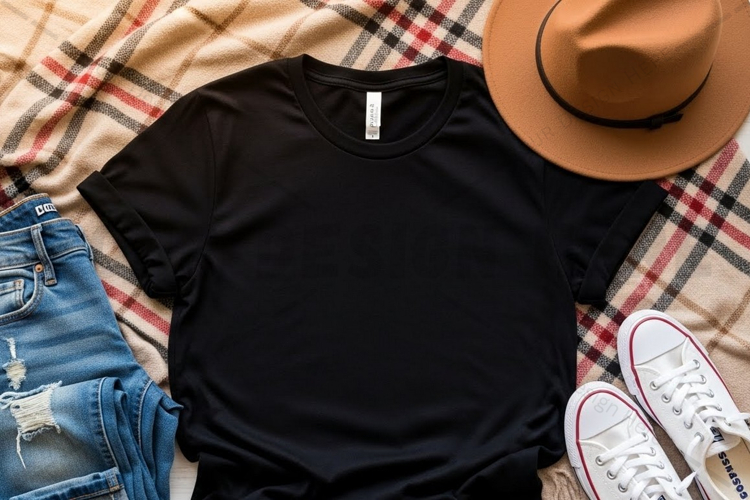 Casual black t-shirt mockup