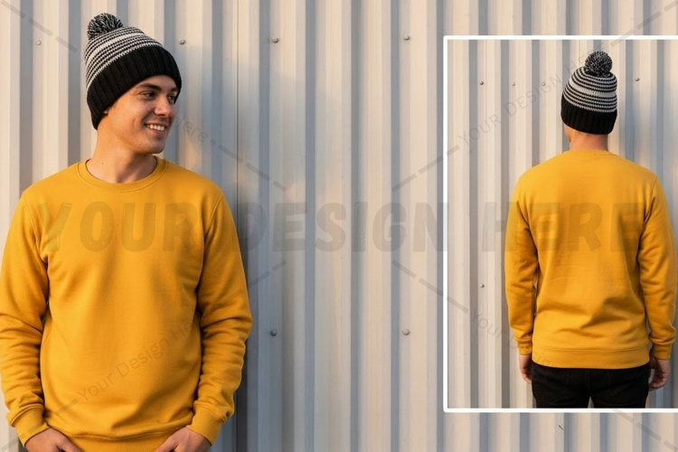 Mustard yellow long sleeve t-shirt mockup