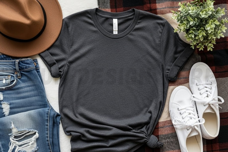 Casual dark gray t-shirt mockup design