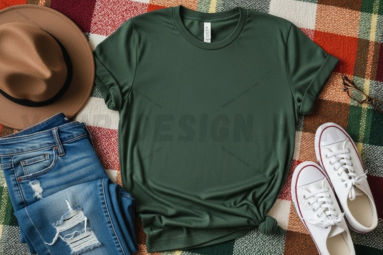 Casual green t-shirt mockup design