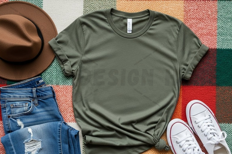 Olive green t-shirt mockup