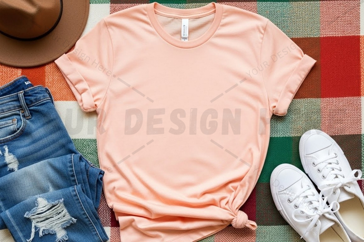 Peach pink t-shirt mockup design