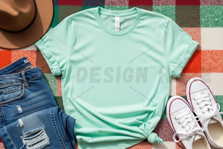 Light green t-shirt mockup design