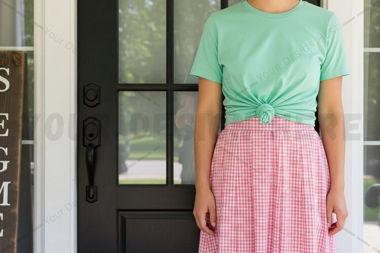 Casual green t-shirt with knot design example image 1