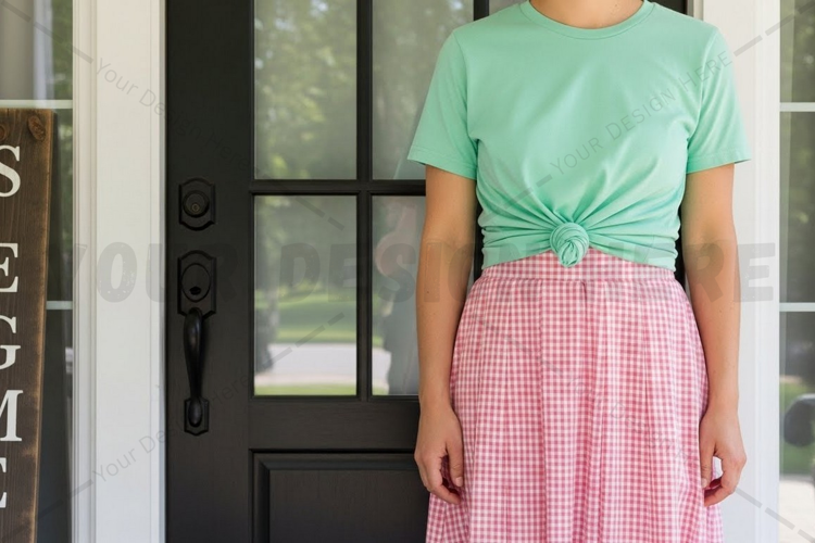 Casual green t-shirt with knot design