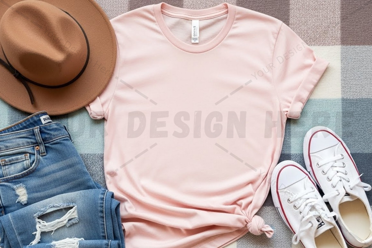 Casual pink t-shirt mockup design