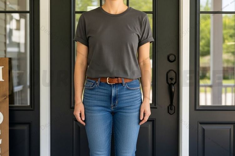 Casual solid gray t-shirt for women t-shirt mockup design