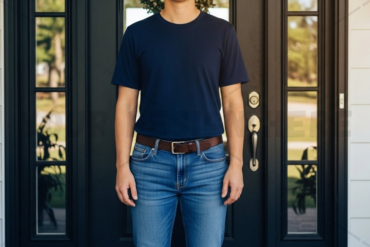 Navy blue t-shirt mockup design