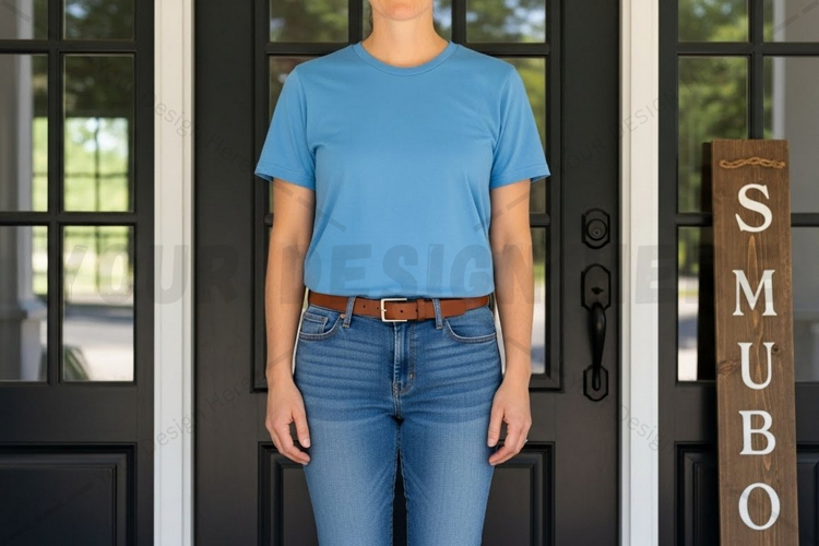 Casual blue t-shirt mockup design
