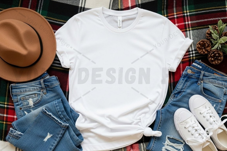 Casual white t-shirt mockup design