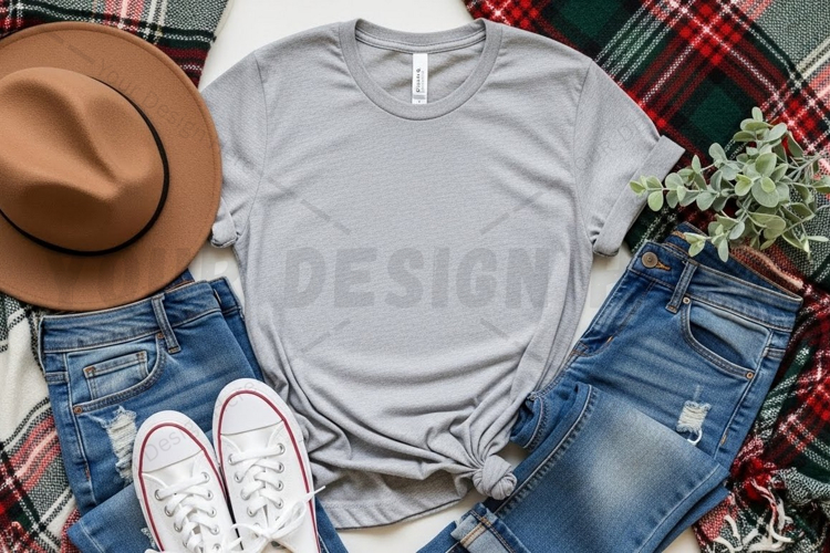 Casual grey t-shirt mockup design