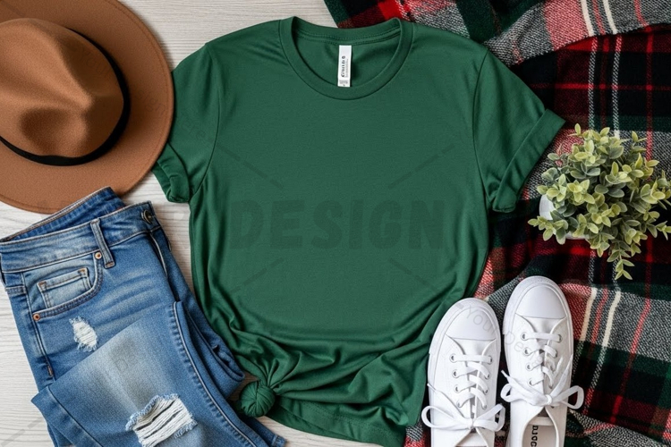 Green t-shirt mockup design