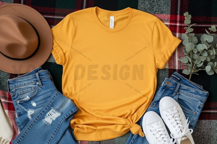 Mustard yellow t-shirt mockup design