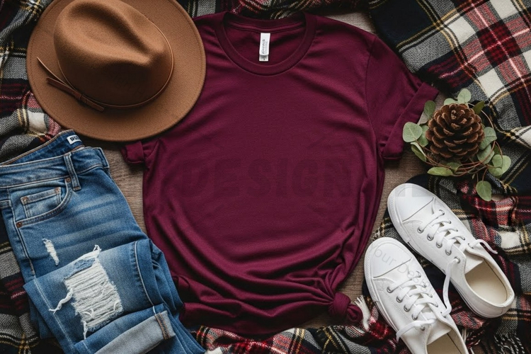 Casual fall fashion t-shirt mockup
