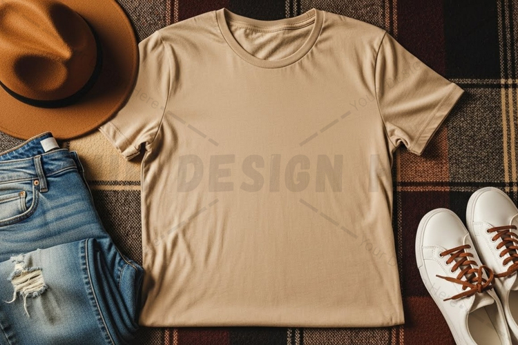 Casual beige t-shirt mockup design