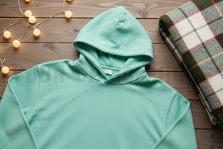 Mint green hoodie mockup design