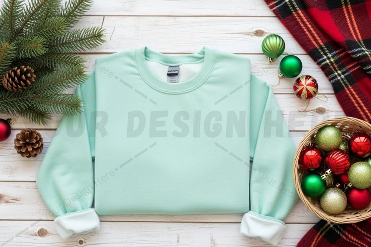 Christmas themed light blue t-shirt mockup