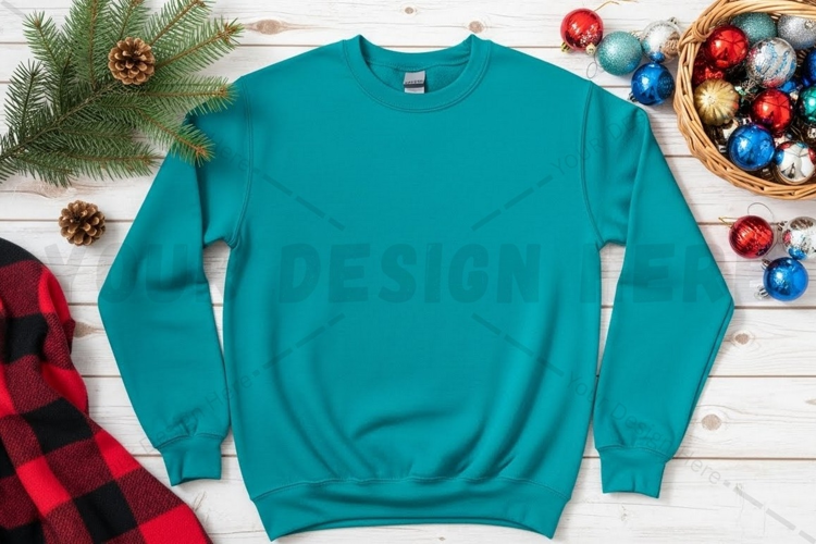 Christmas themed teal t-shirt mockup