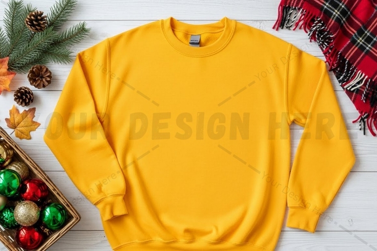 Bright yellow long sleeve t-shirt mockup