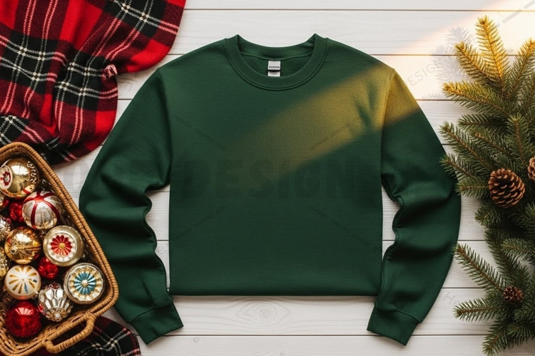 Cozy green christmas sweater t-shirt mockup design